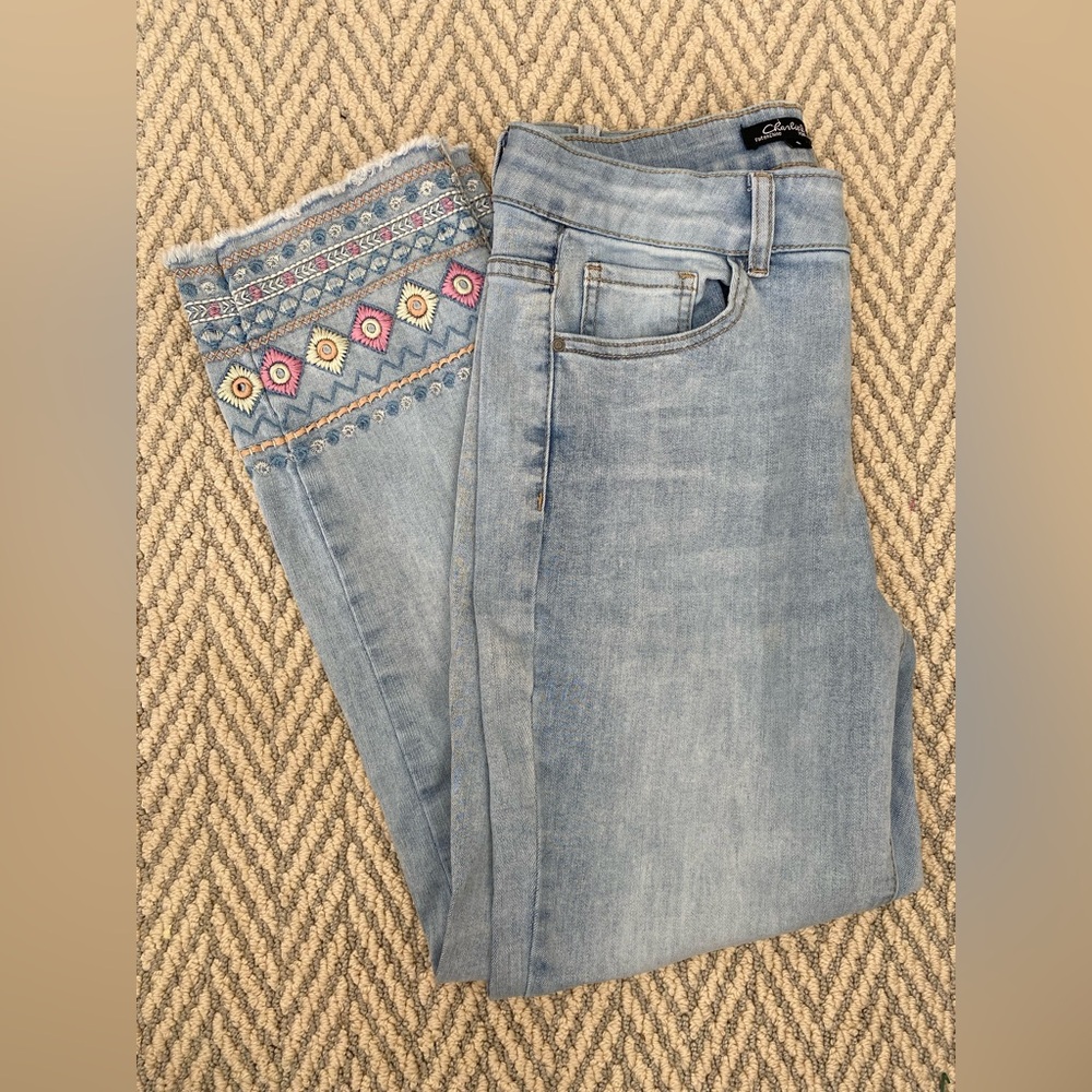 Charlie B Embroidered Light Blue Women's Jeans